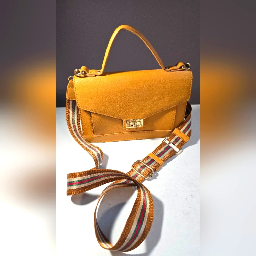 Elegant Mustard Handbag with Adjustable Strap